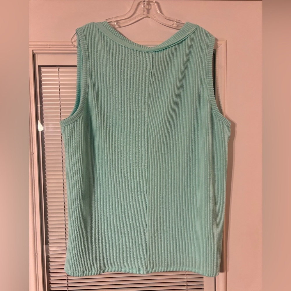 Andrée Ribbed Tank Top in Mint Turquoise - Picture 7 of 9